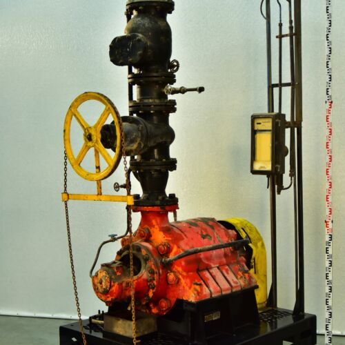 Giant Power Station Sludge Pump with Chain-Operated Handwheel and Pressure Recorder
