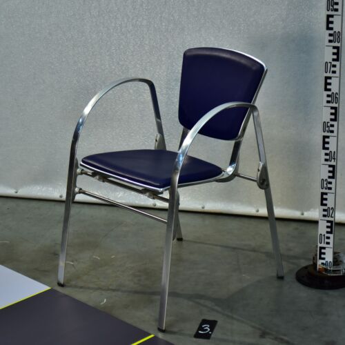 Indecasa Trial Aluminium Four-Leg Chair with Blue Upholstery – No. 3 Indecasa Trial Aluminium Four-Leg Chair with Blue Upholstery – No. 3