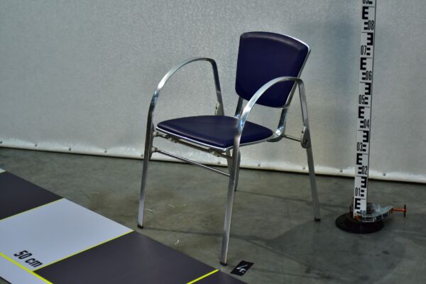 Indecasa Trial Aluminium Four-Leg Chair with Blue Upholstery – No. 4 Indecasa Trial Aluminium Four-Leg Chair with Blue Upholstery – No. 4