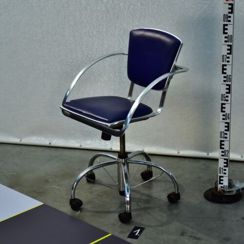 Indecasa Trial Aluminium Swivel Chair with Blue Upholstery – No. 1 Indecasa Trial Aluminium Swivel Chair with Blue Upholstery – No. 1