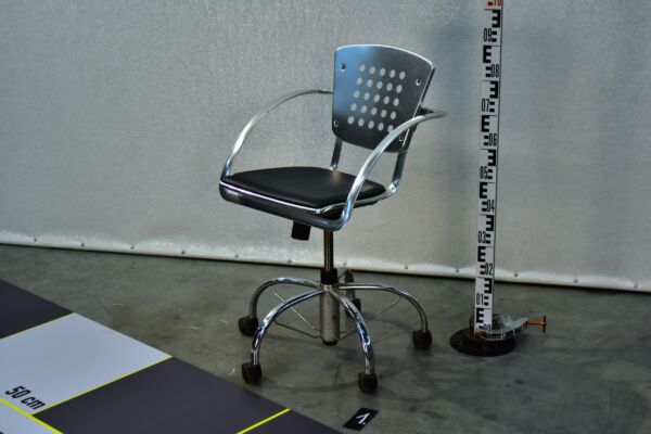 Indecasa Trial Aluminium Swivel Chair with Black Upholstery – “Matrix / Morpheus” Type – No. 1 Indecasa Trial Aluminium Swivel Chair with Black Upholstery – “Matrix / Morpheus” Type – No. 1