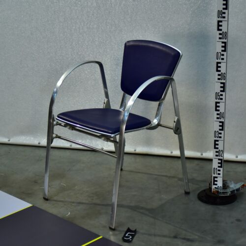 Indecasa Trial Aluminium Four-Leg Chair with Blue Upholstery – No. 5 Indecasa Trial Aluminium Four-Leg Chair with Blue Upholstery – No. 5
