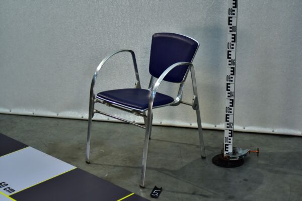 Indecasa Trial Aluminium Four-Leg Chair with Blue Upholstery – No. 5 Indecasa Trial Aluminium Four-Leg Chair with Blue Upholstery – No. 5