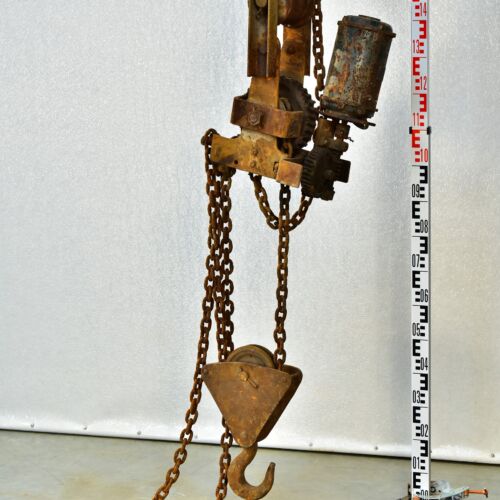 Rail-mounted electric chain hoist with trolley and crane hook Rail-mounted electric chain hoist with trolley and crane hook