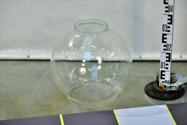 Open-ended spherical glass shade – laboratory or lighting prop Open-ended spherical glass shade – laboratory or lighting prop