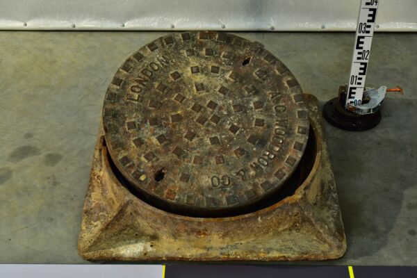 London cast-iron manhole cover with installation frame London cast-iron manhole cover with installation frame