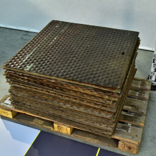 1950s dimpled steel floor plates from a power station – minimum 35 pieces
