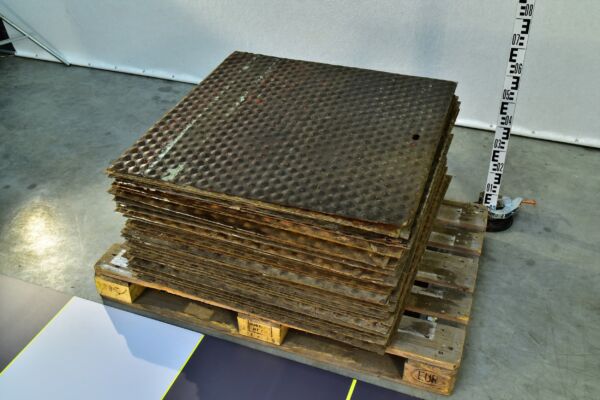 1950s dimpled steel floor plates from a power station – minimum 35 pieces 1950s dimpled steel floor plates from a power station – minimum 35 pieces