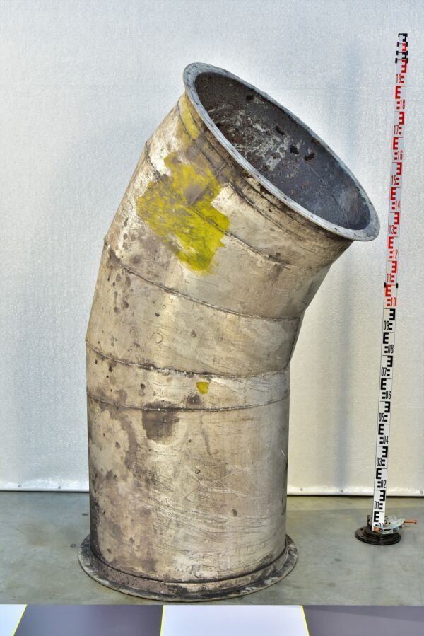 Aluminium Steelworks Dust-Extraction Duct Elbow – 35°, with Straight Section