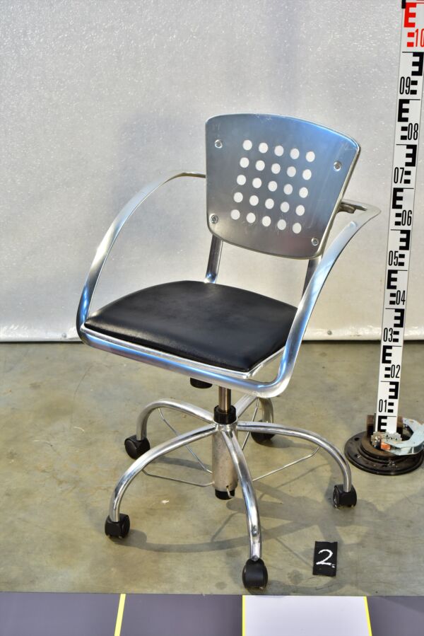 Indecasa Trial Aluminium Swivel Chair with Black Upholstery – “Matrix / Morpheus” Type – No. 2 Indecasa Trial Aluminium Swivel Chair with Black Upholstery – “Matrix / Morpheus” Type – No. 2