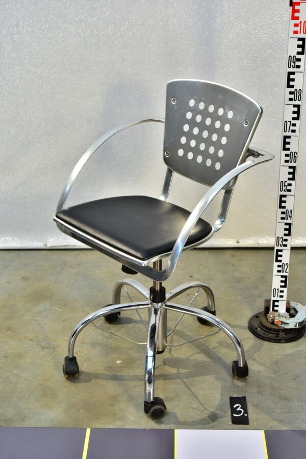 Indecasa Trial Aluminium Swivel Chair with Black Upholstery – “Matrix / Morpheus” Type – No. 3 Indecasa Trial Aluminium Swivel Chair with Black Upholstery – “Matrix / Morpheus” Type – No. 3