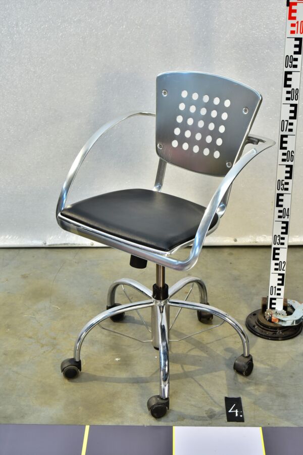 Indecasa Trial Aluminium Swivel Chair with Black Upholstery – “Matrix / Morpheus” Type – No. 4 Indecasa Trial Aluminium Swivel Chair with Black Upholstery – “Matrix / Morpheus” Type – No. 4