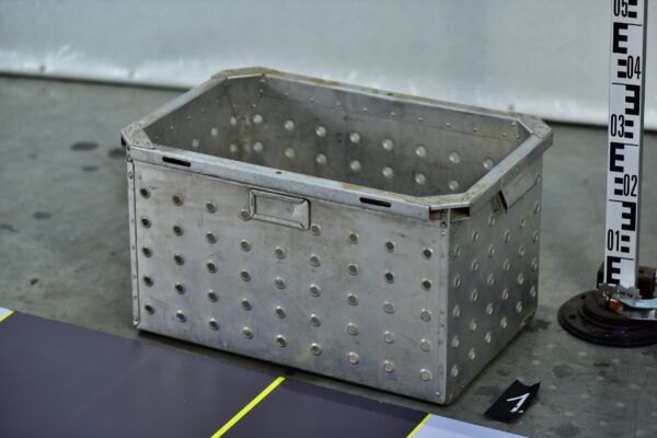 Riveted Perforated Hungarian Aluminium Milk Crate – No. 1 Riveted Perforated Hungarian Aluminium Milk Crate – No. 1