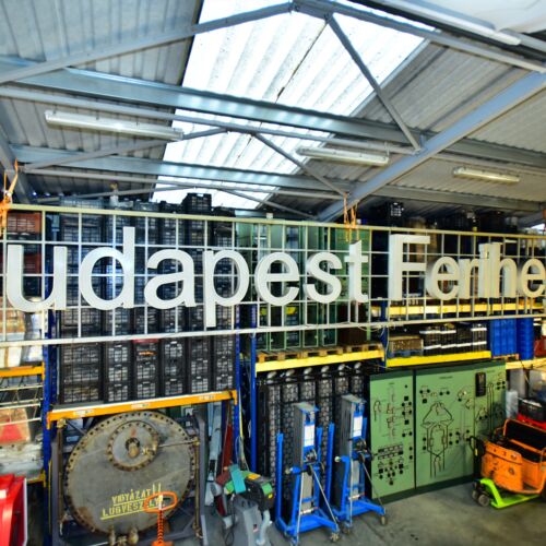 Budapest Ferihegy Terminal 2B – Landside Airport Neon Sign on Original Aluminium Grid