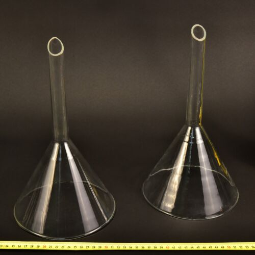 Pair of Large Long-Stem Laboratory Glass Funnels – No. 2 Pair of Large Long-Stem Laboratory Glass Funnels – No. 2
