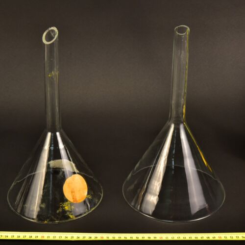 Pair of Large Long-Stem Laboratory Glass Funnels – No. 3 Pair of Large Long-Stem Laboratory Glass Funnels – No. 3
