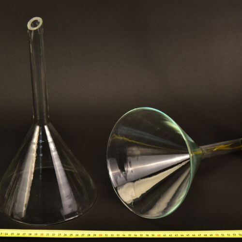Pair of Large Long-Stem Laboratory Glass Funnels – No. 4 Pair of Large Long-Stem Laboratory Glass Funnels – No. 4