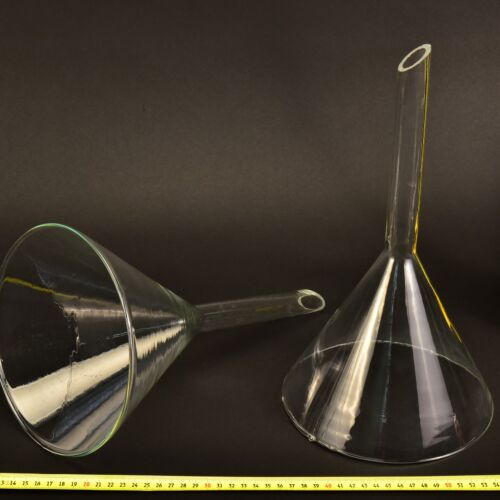 Pair of Large Long-Stem Laboratory Glass Funnels – No. 5 Pair of Large Long-Stem Laboratory Glass Funnels – No. 5