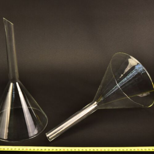 Pair of Large Long-Stem Laboratory Glass Funnels – No. 6 Pair of Large Long-Stem Laboratory Glass Funnels – No. 6