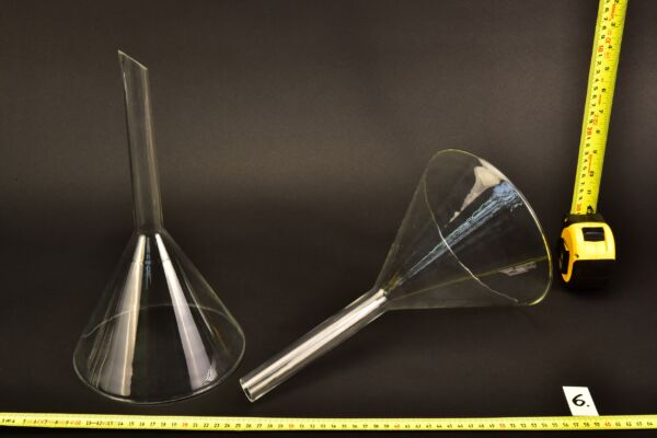 Pair of Large Long-Stem Laboratory Glass Funnels – No. 6 Pair of Large Long-Stem Laboratory Glass Funnels – No. 6