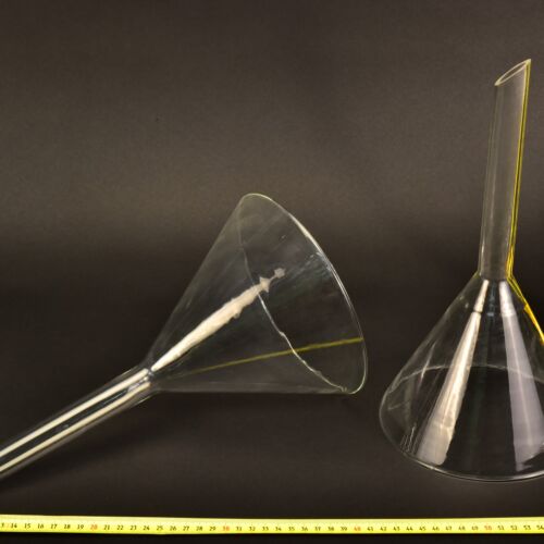Pair of Large Long-Stem Laboratory Glass Funnels – No. 7 Pair of Large Long-Stem Laboratory Glass Funnels – No. 7