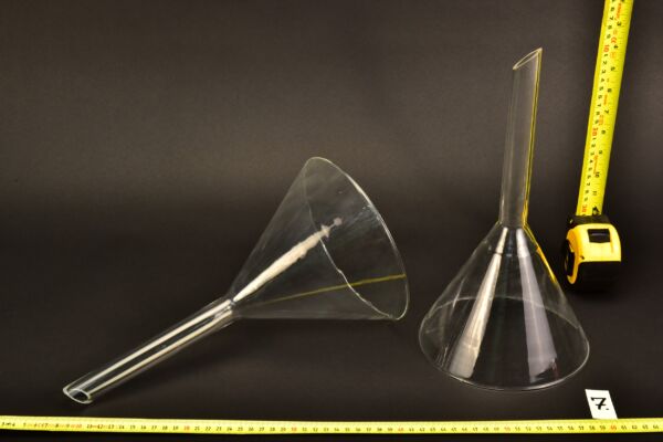 Pair of Large Long-Stem Laboratory Glass Funnels – No. 7 Pair of Large Long-Stem Laboratory Glass Funnels – No. 7