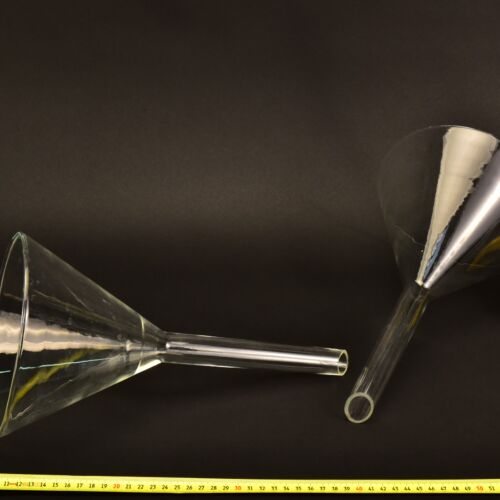 Pair of Large Long-Stem Laboratory Glass Funnels – No. 8 Pair of Large Long-Stem Laboratory Glass Funnels – No. 8