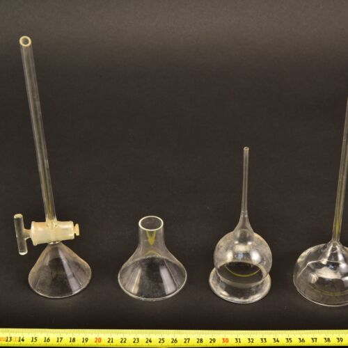 4-Piece Unusual Laboratory Glass Funnel Set with Stopcock and Slender-Stem Pieces