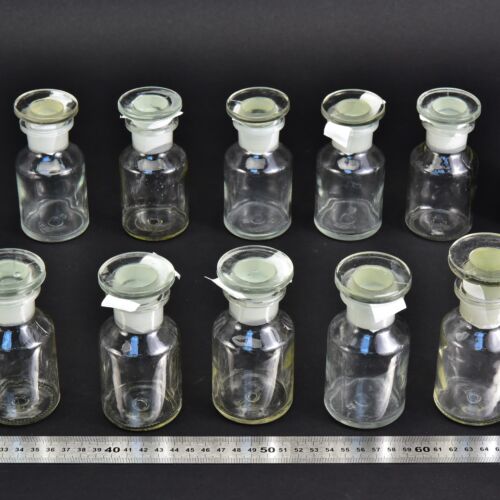 10-Piece 100 ml Clear Laboratory Powder Bottle Set with Round Ground-Glass Stoppers – No. 1