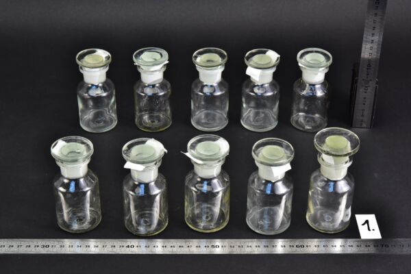 10-Piece 100 ml Clear Laboratory Powder Bottle Set with Round Ground-Glass Stoppers – No. 1