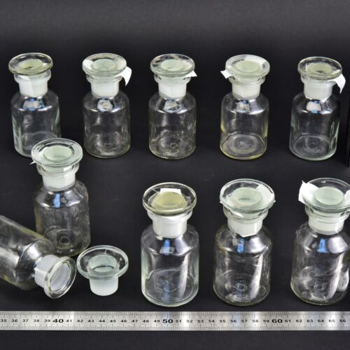 10-Piece 100 ml Clear Laboratory Powder Bottle Set with Round Ground-Glass Stoppers – No. 2
