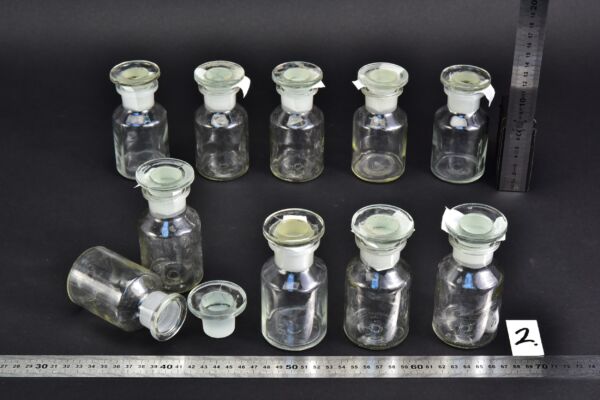 10-Piece 100 ml Clear Laboratory Powder Bottle Set with Round Ground-Glass Stoppers – No. 2