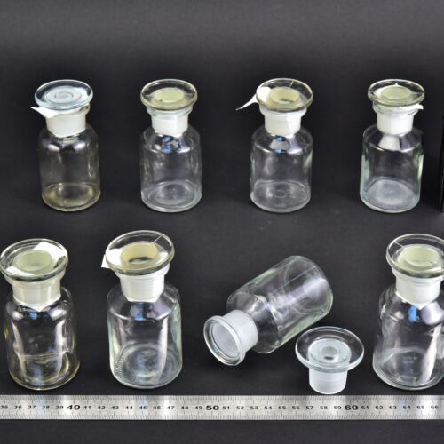 8-Piece 100 ml Clear Laboratory Powder Bottle Set with Round Ground-Glass Stoppers – No. 3 8-Piece 100 ml Clear Laboratory Powder Bottle Set with Round Ground-Glass Stoppers – No. 3