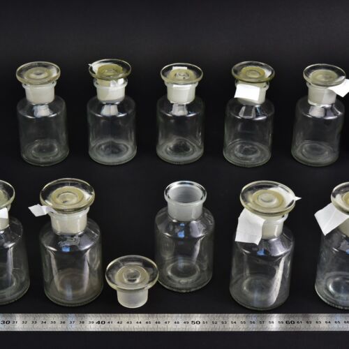 10-Piece 200 ml Clear Laboratory Powder Bottle Set with Round Ground-Glass Stoppers – No. 2