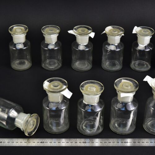 10-Piece 200 ml Clear Laboratory Powder Bottle Set with Round Ground-Glass Stoppers – No. 3