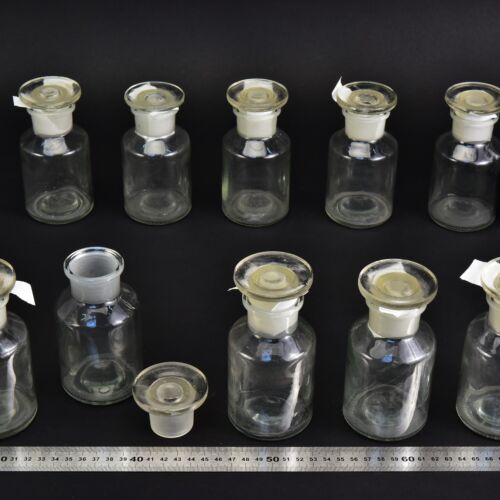 10-Piece 200 ml Clear Laboratory Powder Bottle Set with Round Ground-Glass Stoppers – No. 4