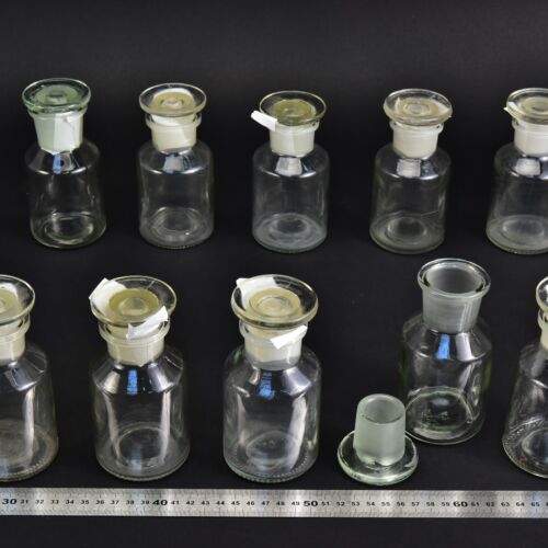 10-Piece 200 ml Clear Laboratory Powder Bottle Set with Round Ground-Glass Stoppers – No. 6