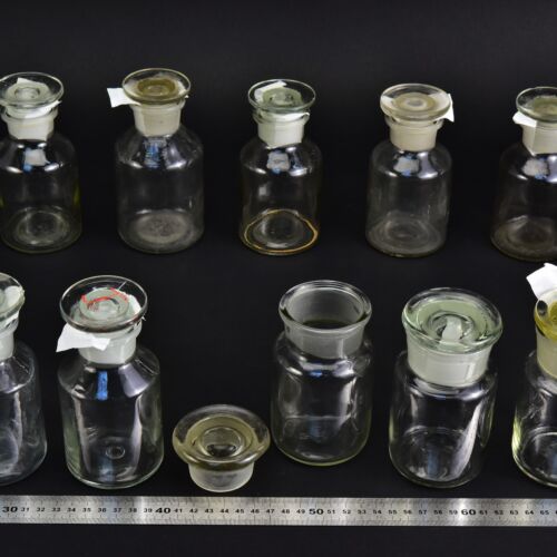 10-Piece 250–300 ml Clear Laboratory Powder Bottle Set with Round Ground-Glass Stoppers – No. 7