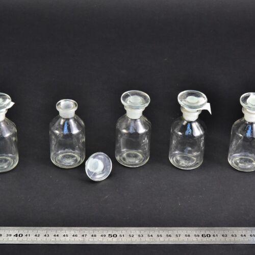 5-Piece 50 ml Clear Laboratory Liquid Bottle Set with Round Ground-Glass Stoppers 5-Piece 50 ml Clear Laboratory Liquid Bottle Set with Round Ground-Glass Stoppers