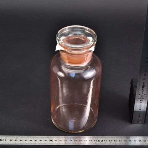 1 Litre Clear Laboratory Powder Bottle with Large Flat Ground-Glass Stopper