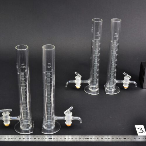 4-Piece 100 ml Standing Laboratory Burette Set with Side Glass Stopcocks and Semicircular Cutaway Bases – No. 3 4-Piece 100 ml Standing Laboratory Burette Set with Side Glass Stopcocks and Semicircular Cutaway Bases – No. 3