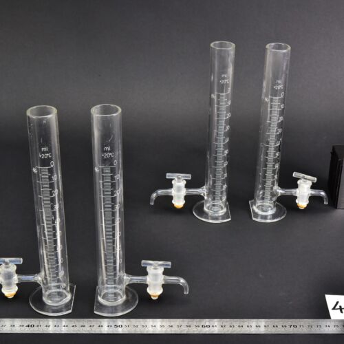 4-Piece 100 ml Standing Laboratory Burette Set with Side Glass Stopcocks and Semicircular Cutaway Bases – No. 4 4-Piece 100 ml Standing Laboratory Burette Set with Side Glass Stopcocks and Semicircular Cutaway Bases – No. 4