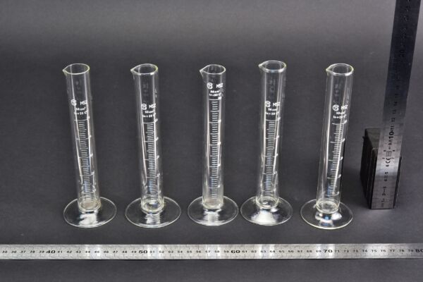 5-Piece 50 ml MSZ-Marked Tall-Form Laboratory Graduated Cylinder Set with Circular Glass Bases 5-Piece 50 ml MSZ-Marked Tall-Form Laboratory Graduated Cylinder Set with Circular Glass Bases
