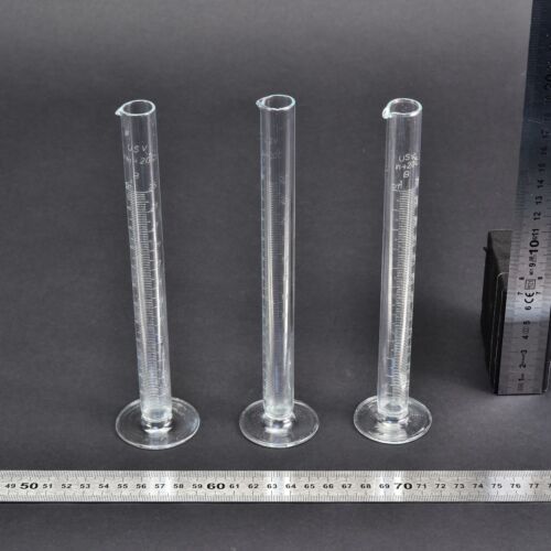 25 ml footed glass graduated cylinders with pouring spout – set of 3 25 ml footed glass graduated cylinders with pouring spout – set of 3