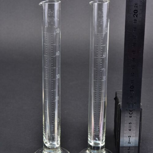 50 ml footed glass graduated cylinders with pouring spout – set of 2 50 ml footed glass graduated cylinders with pouring spout – set of 2
