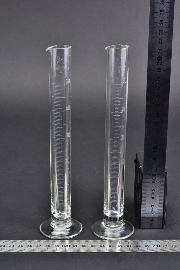 50 ml footed glass graduated cylinders with pouring spout – set of 2 50 ml footed glass graduated cylinders with pouring spout – set of 2