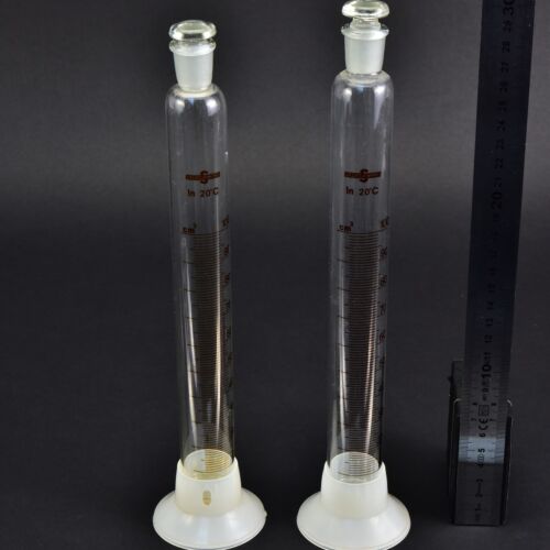 100 ml glass graduated cylinders with ground-glass stoppers and plastic bases – set of 2