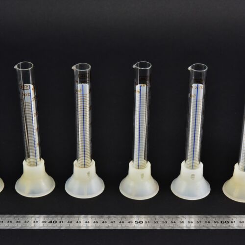 25 ml MSZ-marked glass graduated cylinders with removable plastic bases – set of 6 – No. 1 25 ml MSZ-marked glass graduated cylinders with removable plastic bases – set of 6 – No. 1