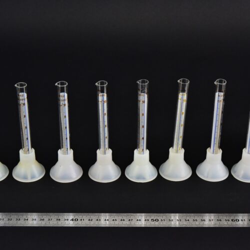 10 ml MSZ-marked glass graduated cylinders with removable plastic bases – set of 8 – No. 2