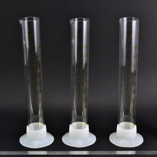 1000 ml MSZ-marked glass graduated cylinders with removable plastic bases – set of 3 – No. 1 1000 ml MSZ-marked glass graduated cylinders with removable plastic bases – set of 3 – No. 1